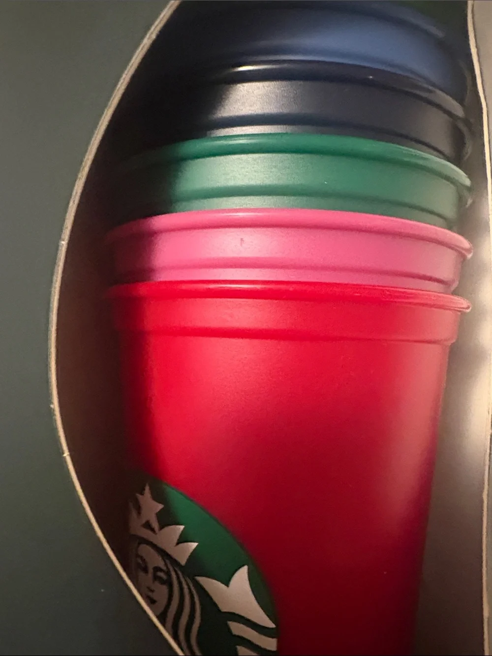 Starbucks Set of Color-Change Cups in Red, Green, Blue, Pink, White